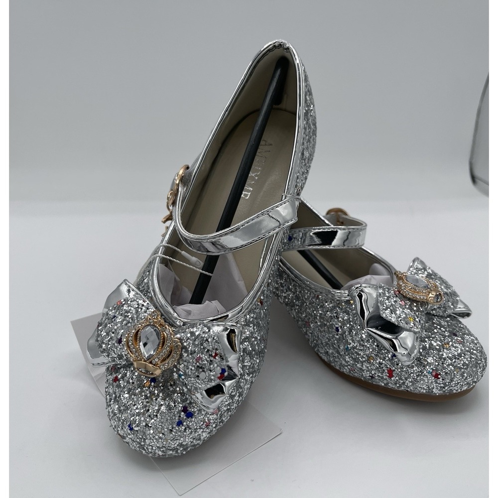 Little Kid Girl Glitter Princess‎ Low Heel Fancy Party Dress Up Shoes Size 9 - Picture 5 of 9
